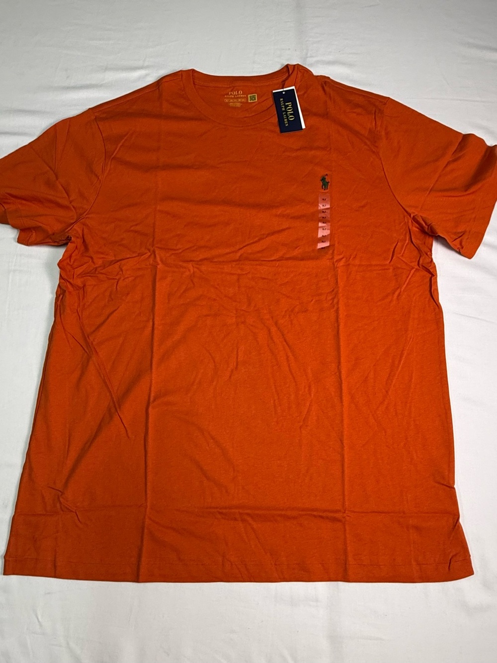Big and Tell Polo Ralph Lauren Orange Green Pony Classic Fit Crew Neck T-Shirt